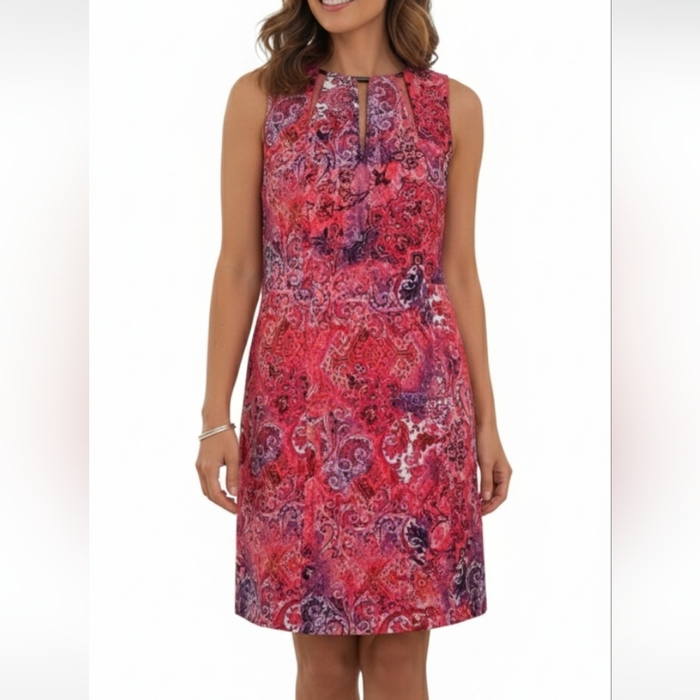 Elie Tahari Jemra Velvet Dress Size 12 Sleeveless Sheath Paisley Wedding Guest